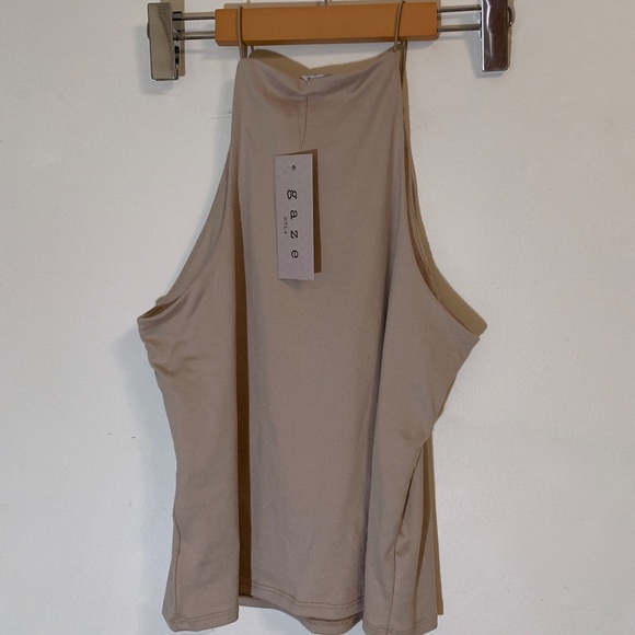 NWT Trendy Halter Tank Top in Beige- Size Small - Picture 4 of 7